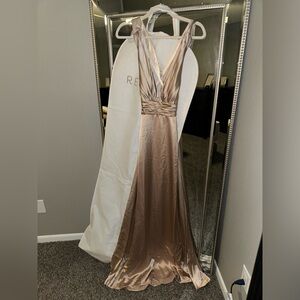 Revelry Gold Champagne Bridesmaid Dress - Dylan Satin Dress